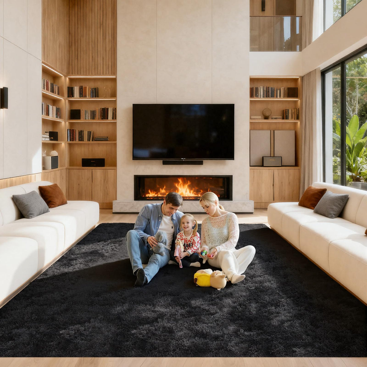 5x7 Large Fluffy Area Rugs for Living Room Bedroom, Light Tan