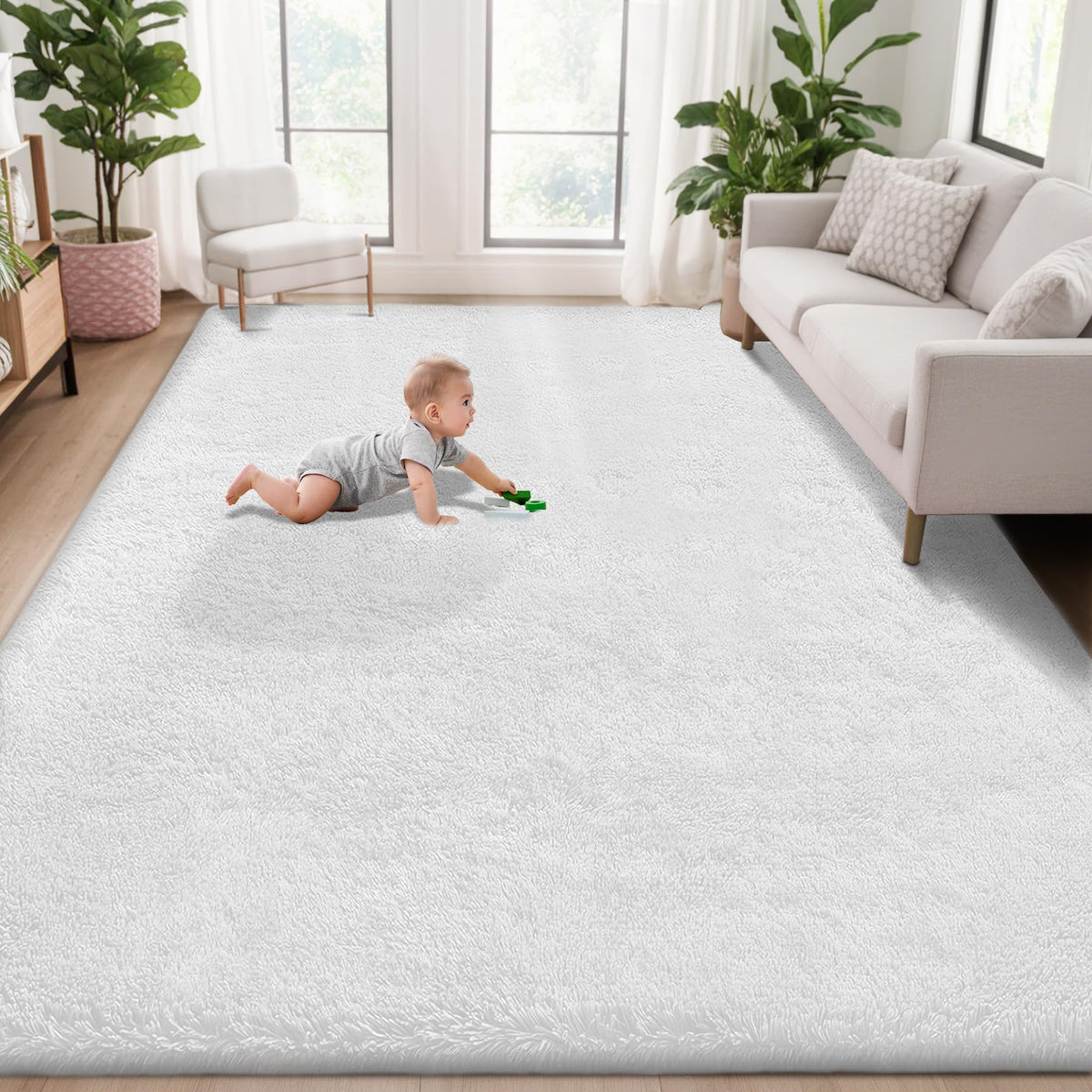 8x10 Area Rugs for Living Room: Fluffy Shag Soft Washable Rug Large Fuzzy Plush Indoor Carpet for Bedroom Nursery Playroom Kids Girls Boys Room (Camel, 8'x10')