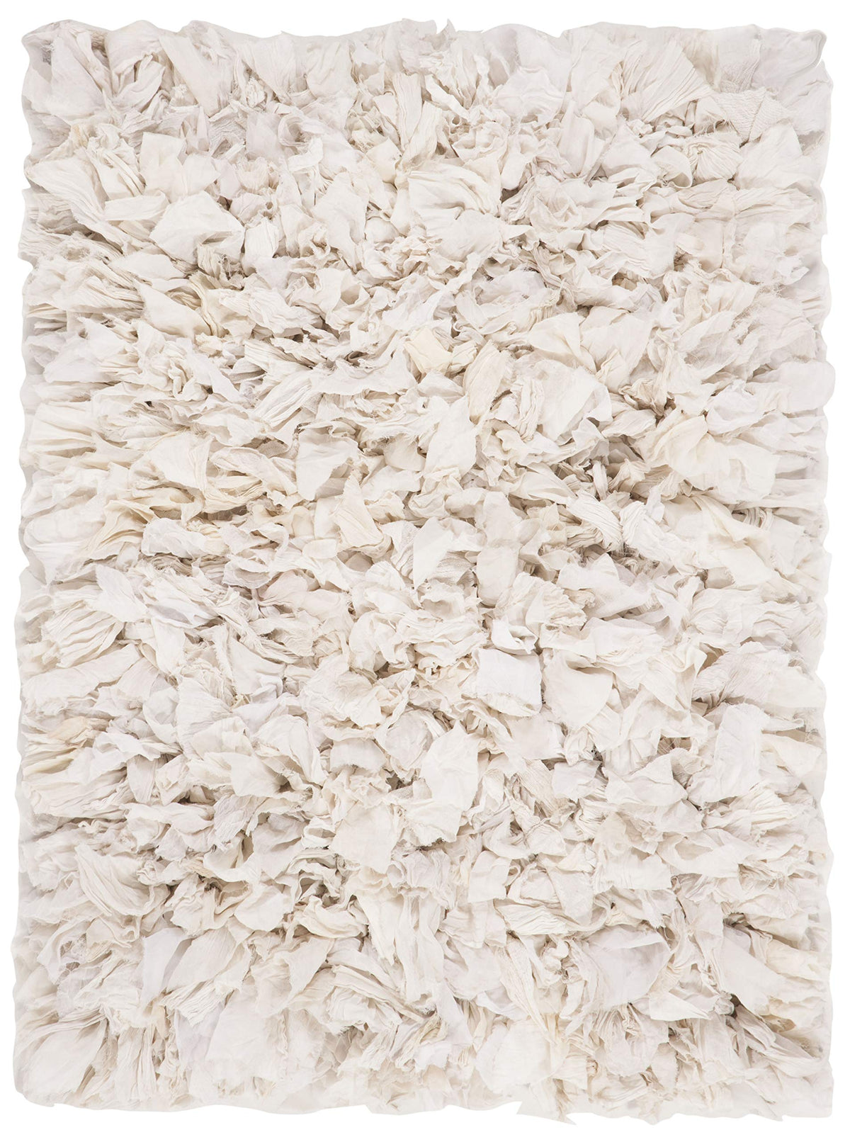 SAFAVIEH Rio Shag Collection Area Rug - 5' x 8', Creme, Handmade Decorative, 3.5-inch Thick Ideal for High Traffic Areas in Living Room, Bedroom (SG951W)