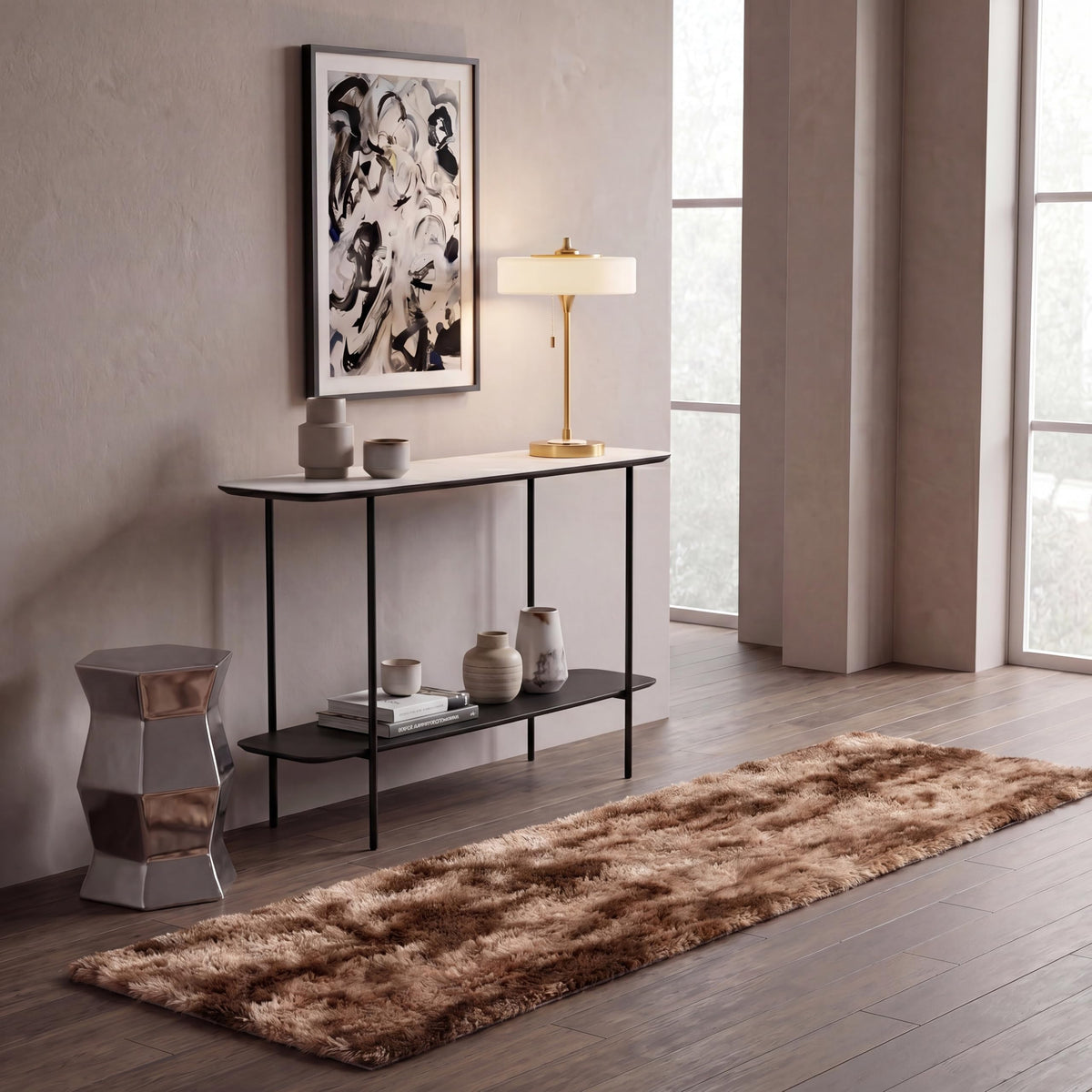 SAFAVIEH Rainbow Shag Collection Area Rug - 8' x 10', Light Beige, Slip Resistant, Non-Shedding & Easy Care, 1.6-inch Thick, Ideal for Living Room, Bedroom, Home Office, Dining Space (RBO100A-8)