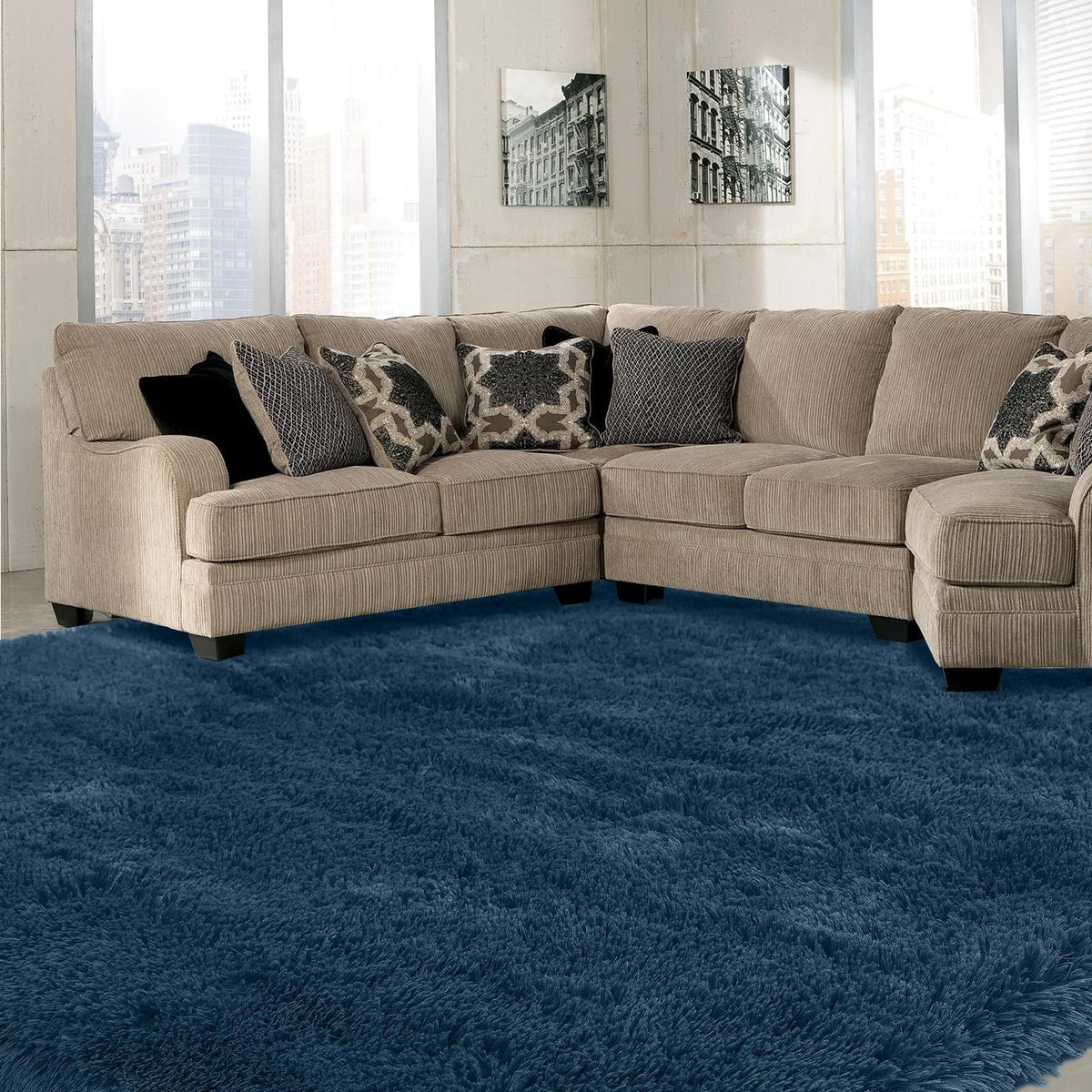Grey Shag Rug for Living Room 6x9 - Soft Fluffy Plush Area Carpet