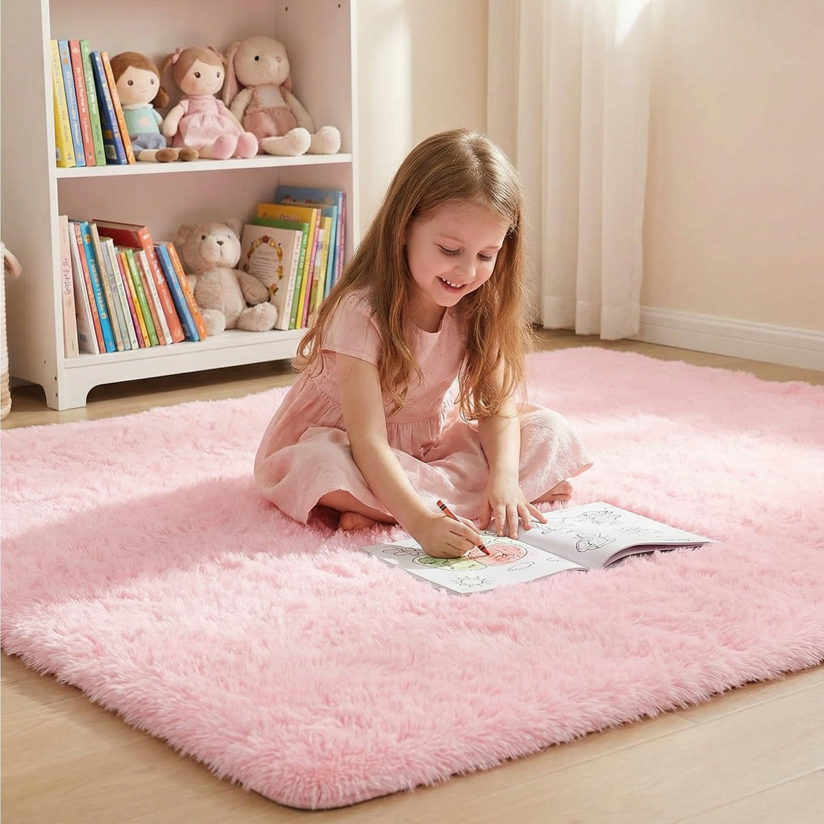 duduta Navy Blue Fluffy Bedroom Rug 3x5 ft, Tie-Dye Shag Plush Area Rug