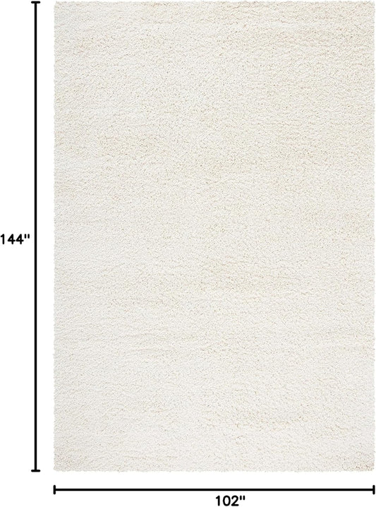 SAFAVIEH California Shag Collection Area Rug - 8'6" x 12', Ivory, Non-Shedding & Easy to Clean, Ultra Plush Thick Pile, Ideal for Living Room, Bedroom, Dining Space (SG151-1212)