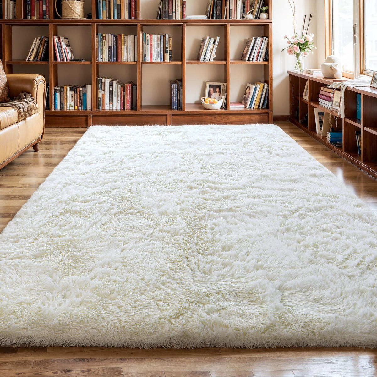 KICHOWUA 4x6 Fluffy Fuzzy Kids Shag Rainbow Rug for Girls Bedroom Playroom