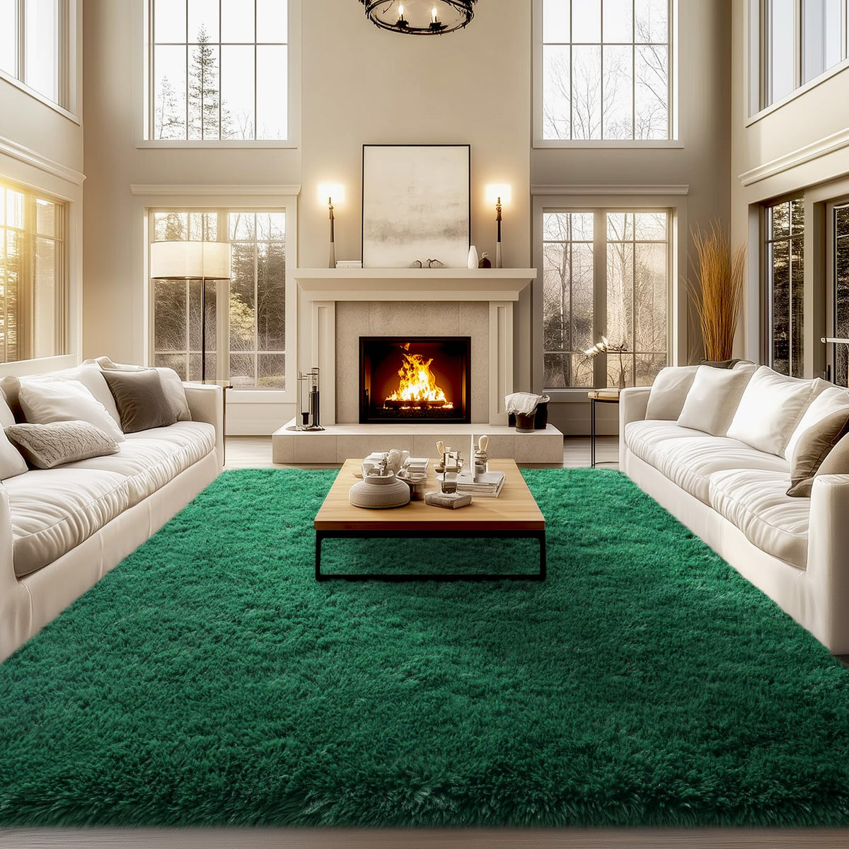 qulint Large Area Rug for Living Room 10x14, Fluffy Tan Rug for Bedroom