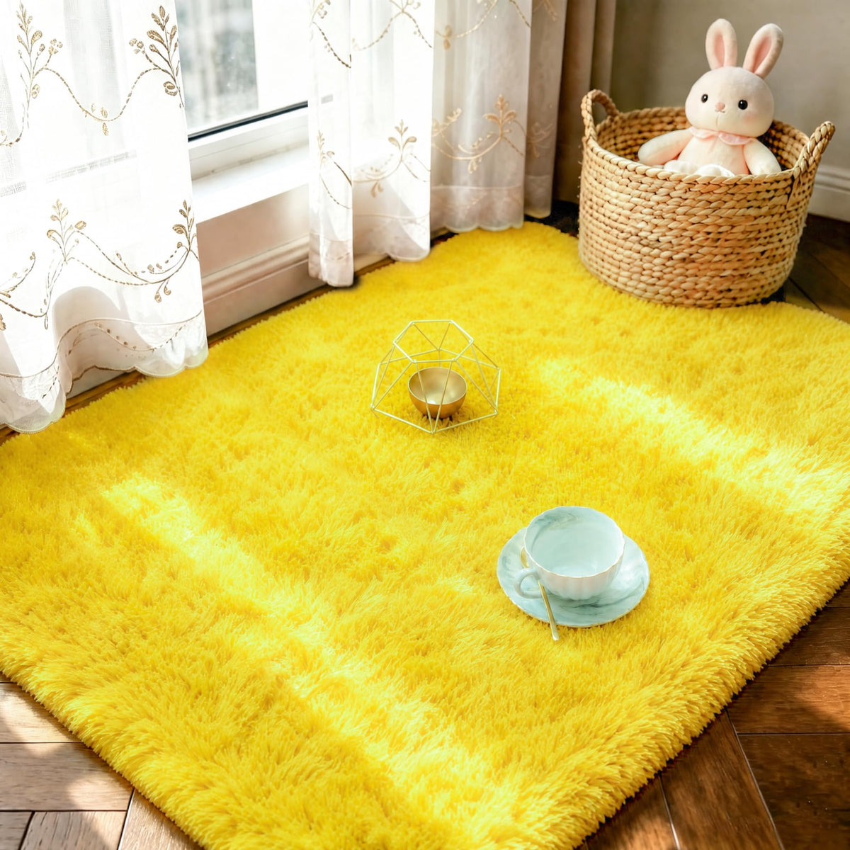 LOCHAS Area Rugs Fluffy Living Room Carpets for Kids Bedroom 6x9, Cream