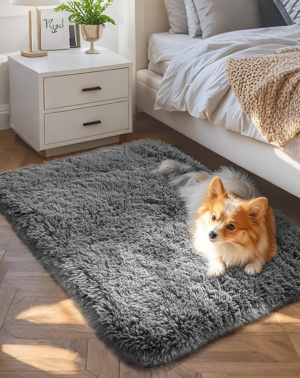 Ophanie 8x10 Area Rugs for Living Room, Washable Non-Slip Fluffy Soft Large Shag Bedroom Carpet, Ivory Big Indoor Nursery Rug, Carpets for Boy and Girls Room Dorm Decor with Over 99 pcs Pile fibers
