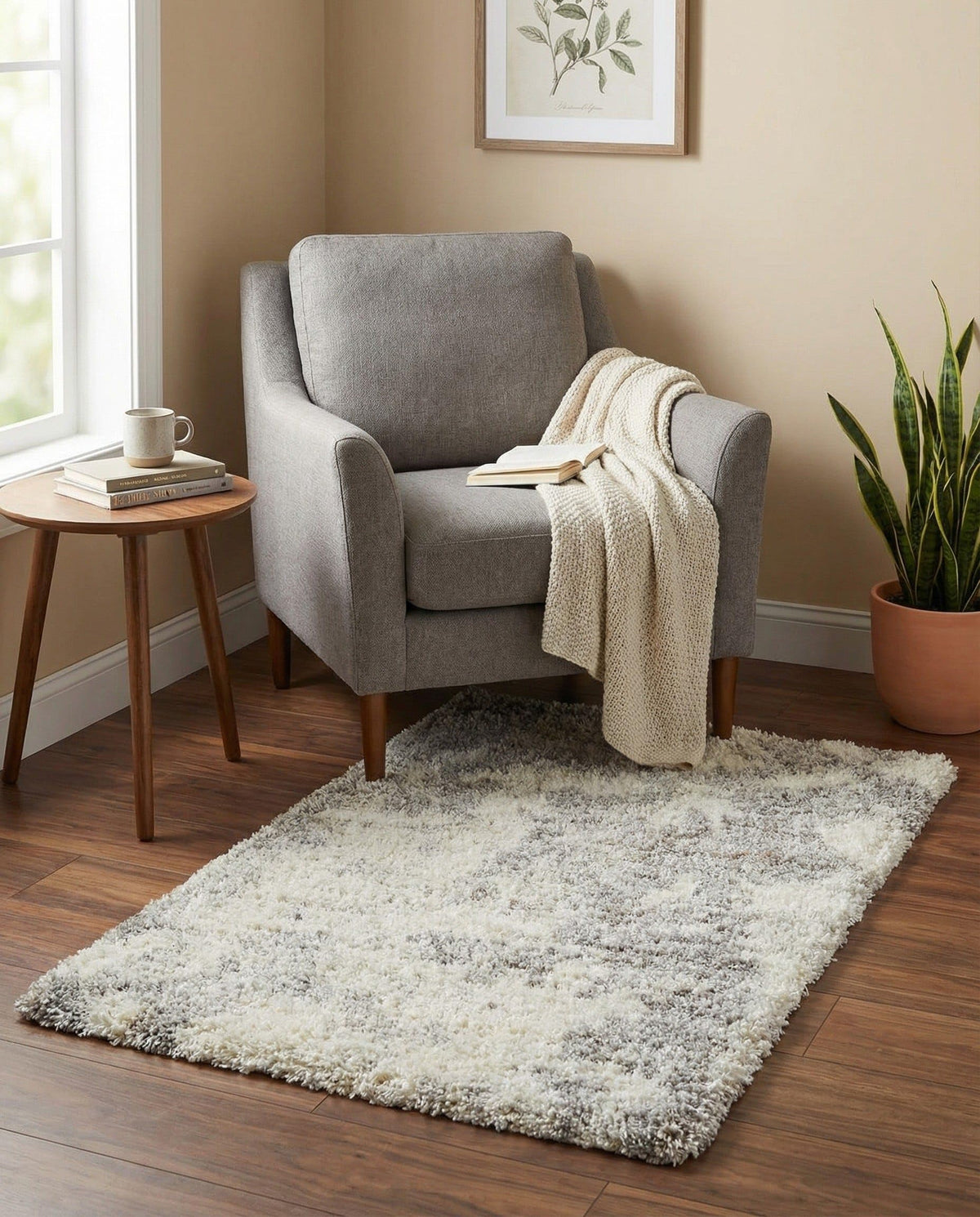 Rugs.com - Soft Touch Shag Rug – 7' 1 x 10' Khaki Shag Rug – Plush Easy-Clean Area Rug, Ideal for Bedrooms, Living Rooms, and Offices