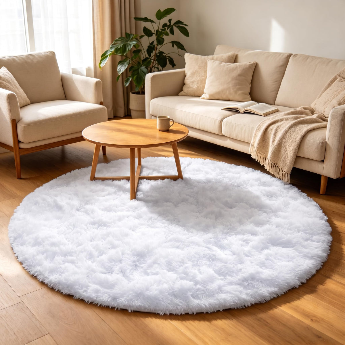 Area Rugs for Living Room Bedroom, 5x8 Fluffy Tie-Dyed Light Grey Shag Rug
