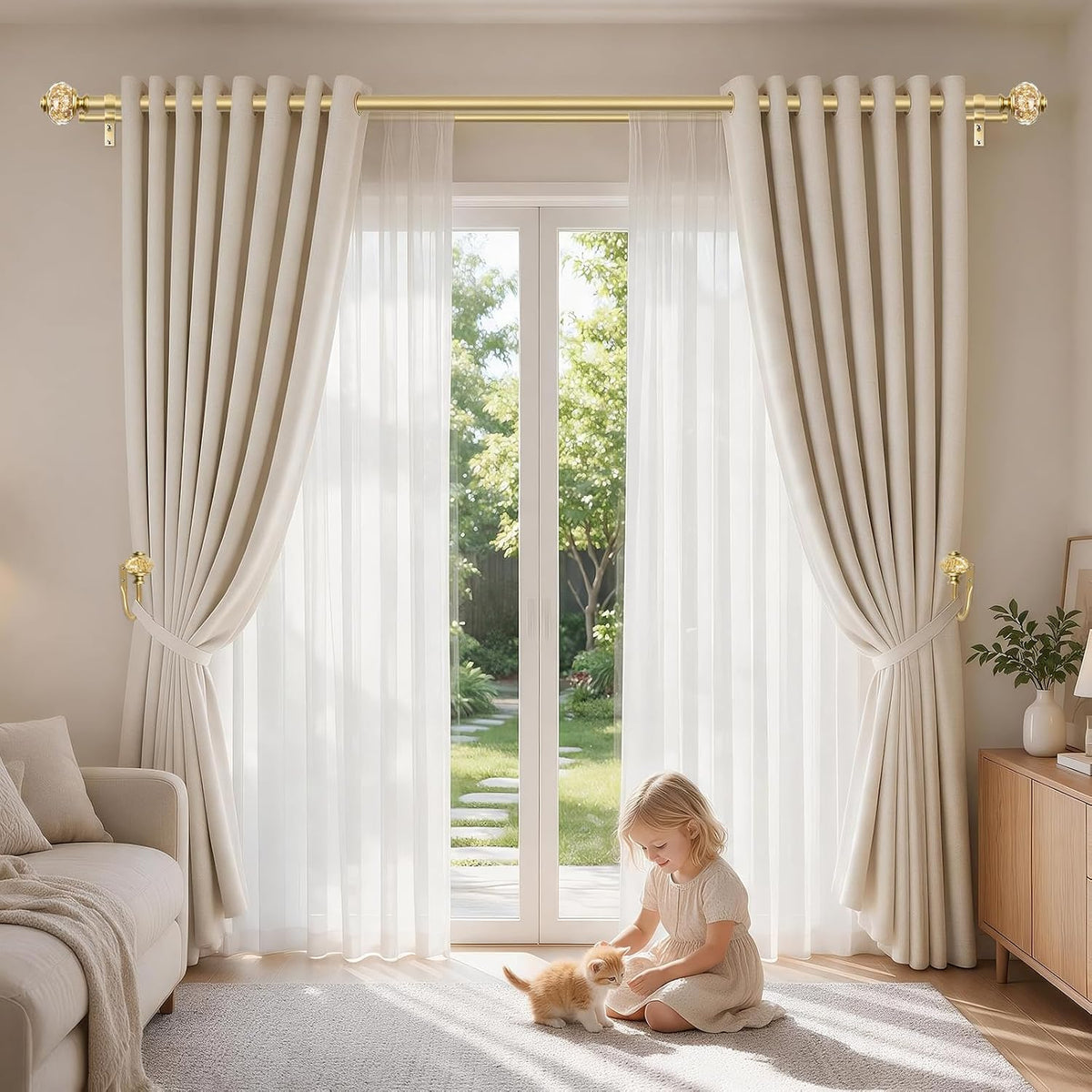USFOOK Gold Curtain Holdbacks, Decorative Drapery Tiebacks, 2 Pack/1 Pair