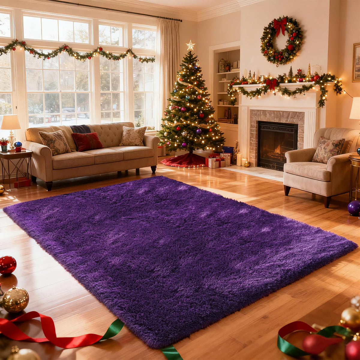 Shag Area Rugs for Bedroom Living Room,8X10 Ultra Soft Fluffy Area Rugs for Dorm,Indoor Carpet Plush Rugs for Living Room Home Decor,Tie-Dye Grey