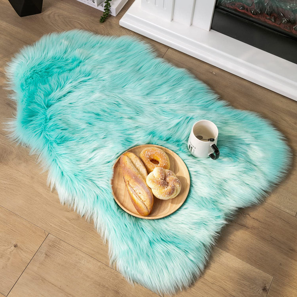 Ashler Faux Fur Rug, White, 2 x 6 Ft, Machine Washable