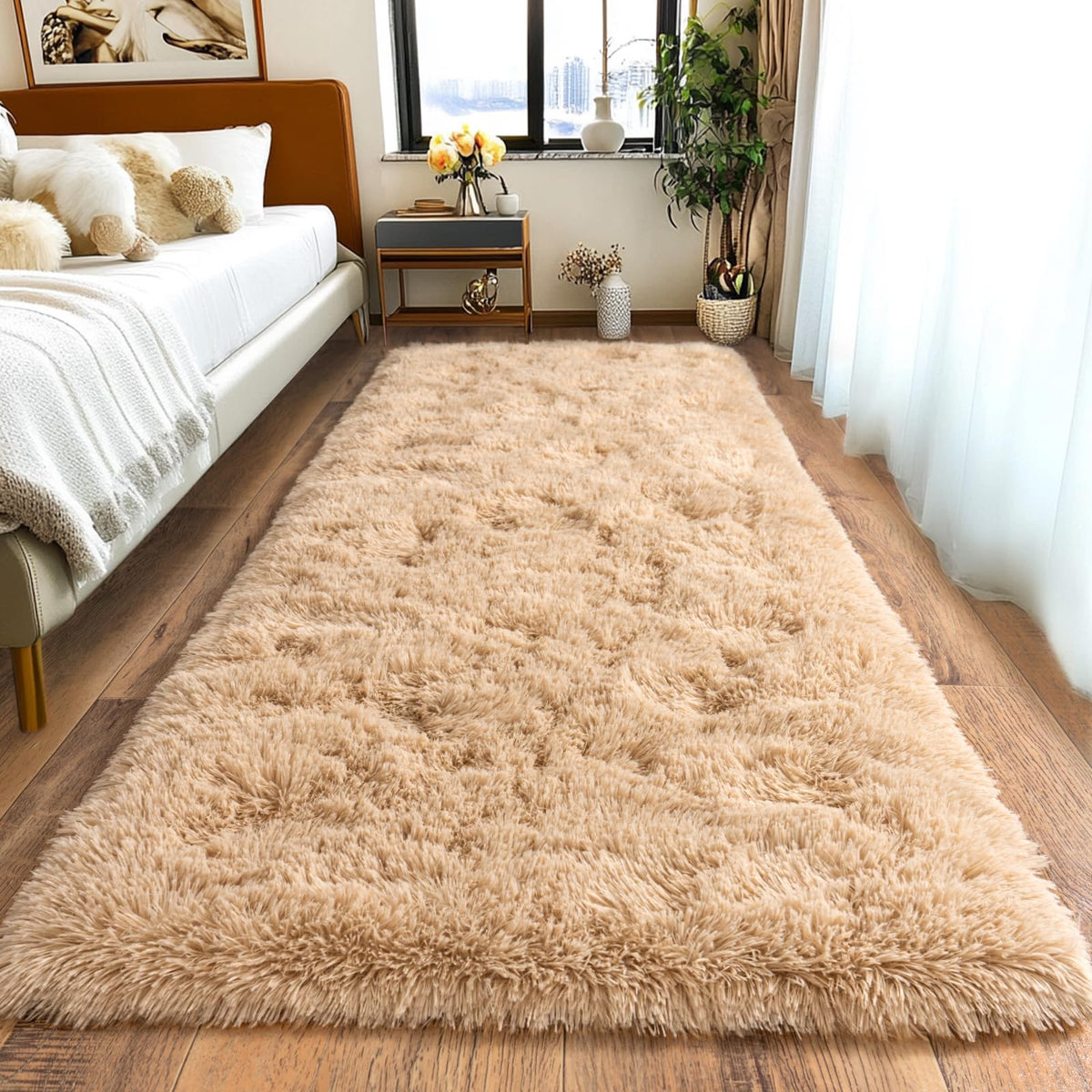 Pionblank 8x10 Rug for Living Room, Fluffy Large Area Rug, Cream White