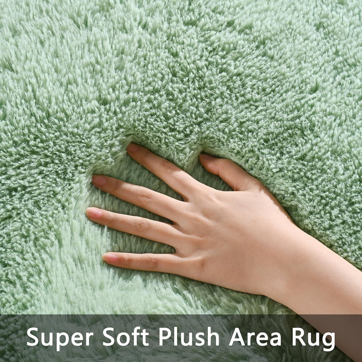Pettop Fluffy Sage Green Rug for Bedroom Living Room, 6x9 Feet Super Soft Shaggy Plush Fuzzy Rugs for Girls Kids Boys, Non-Slip and Washable Rug for Nursery Classroom, Carpet for Rooms Decor