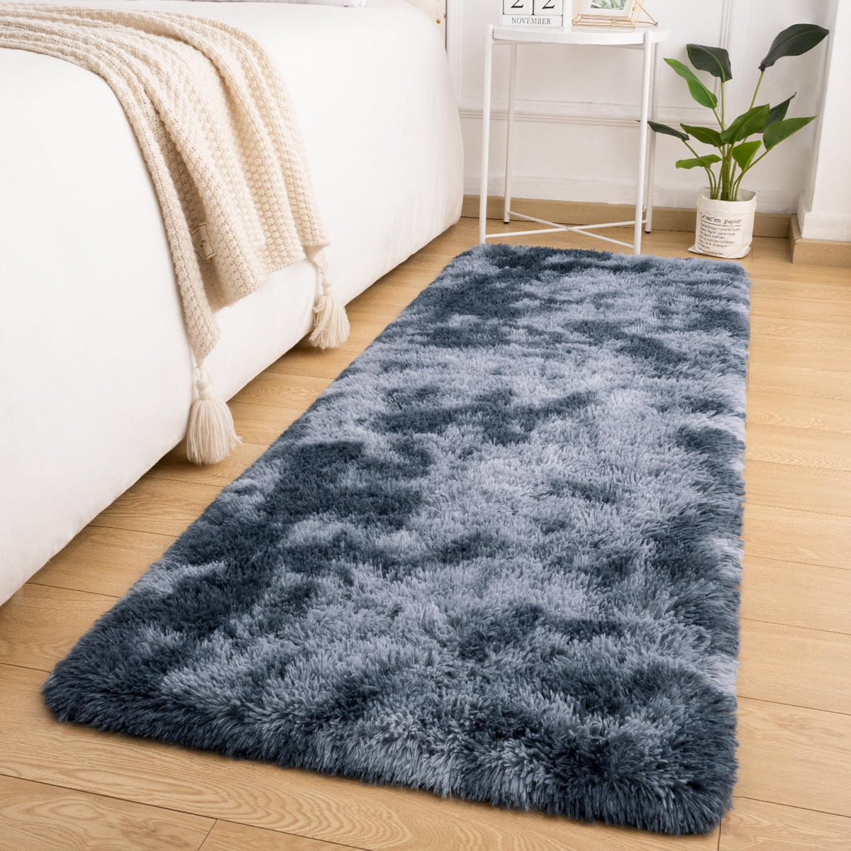 Softlife Dark Purple Area Rug for Bedroom, Fluffy Shag Plush 3x5 Rugs for Living Room Girls, Shaggy Throw Soft Fuzzy Small Kids Carpet for Dorm Bedside Ultra Cozy Non-Slip Indoor Decor