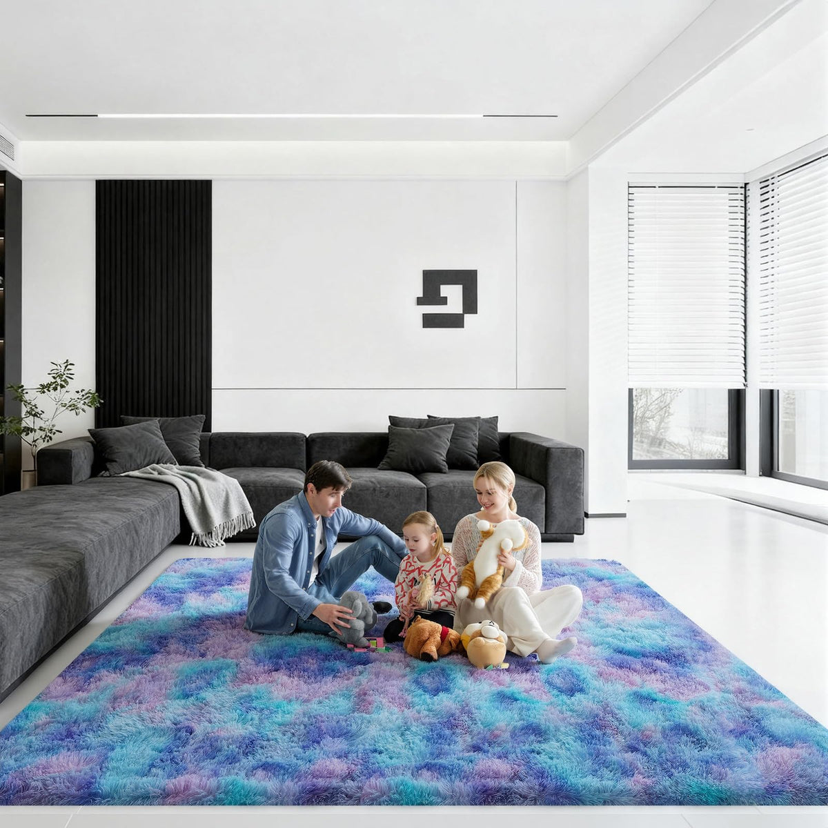 5x7 Large Fluffy Area Rugs for Living Room Bedroom, Light Tan