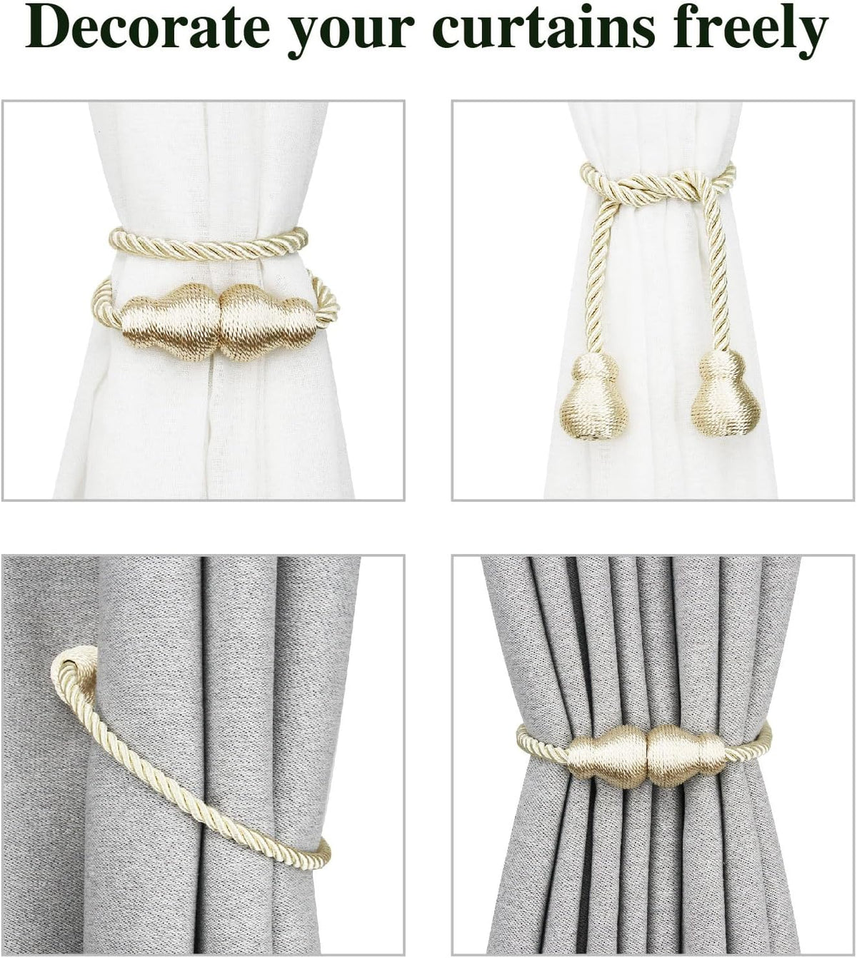 Magnetic Curtain Tiebacks Decorative Curtain Holders for Drapes Nieffeiy