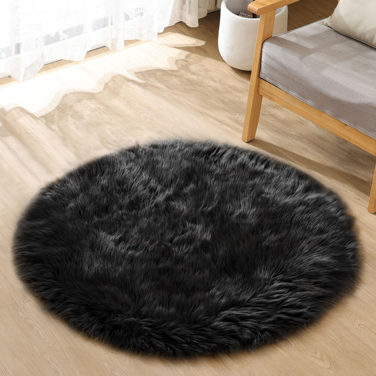 ORINOVA Beige Shag Faux Sheepskin Washable 4X6 Fur Rug for Living Room Bedroom Fluffy Furry Area Rug Rectangle Nursery Decor Rug