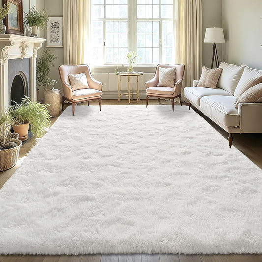 LOCHAS Area Rugs Fluffy Living Room Carpets for Kids Bedroom 6x9, Cream