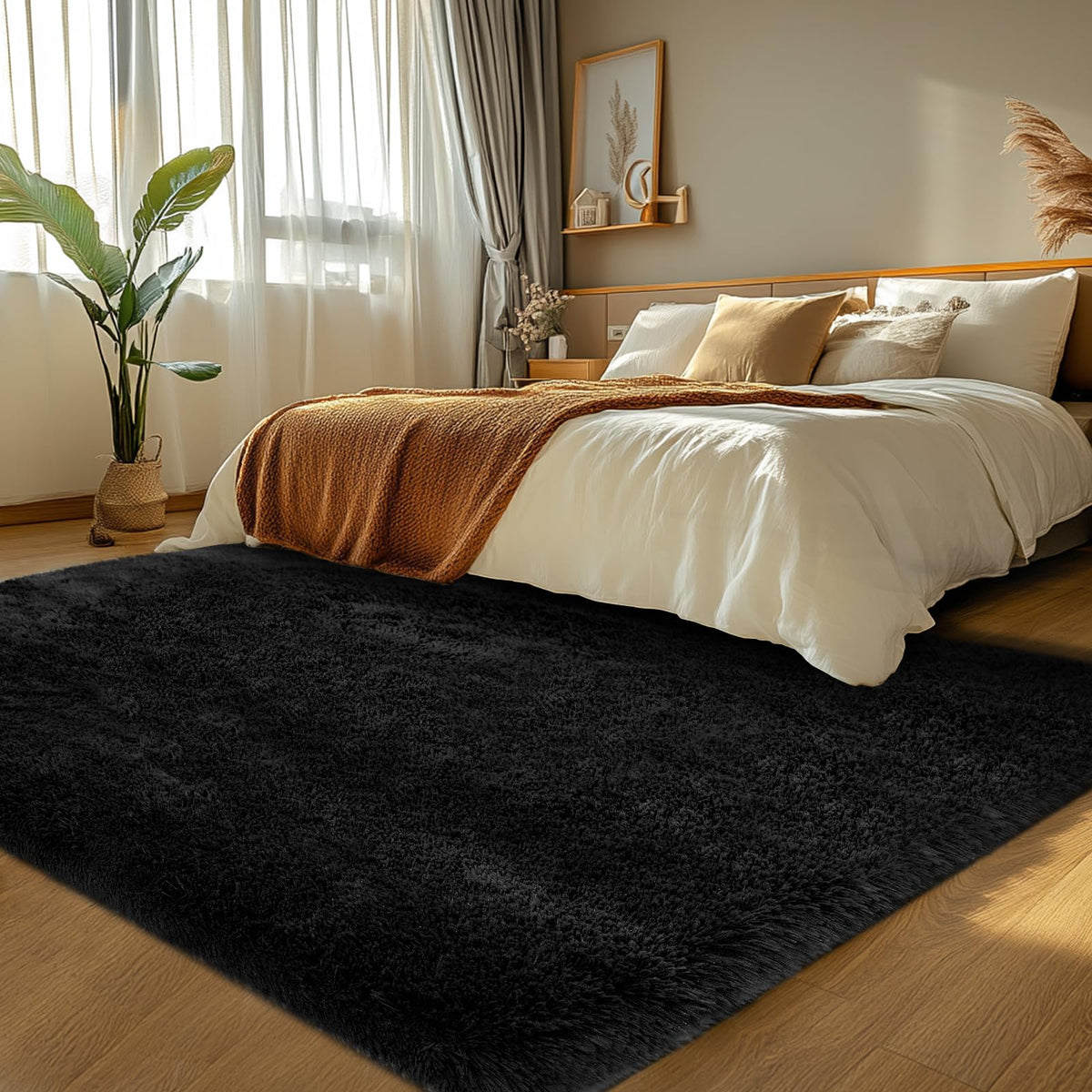 Topmaxcs Fluffy 8x10 Area Rug for Living Room – Grey Shag Plush Rugs