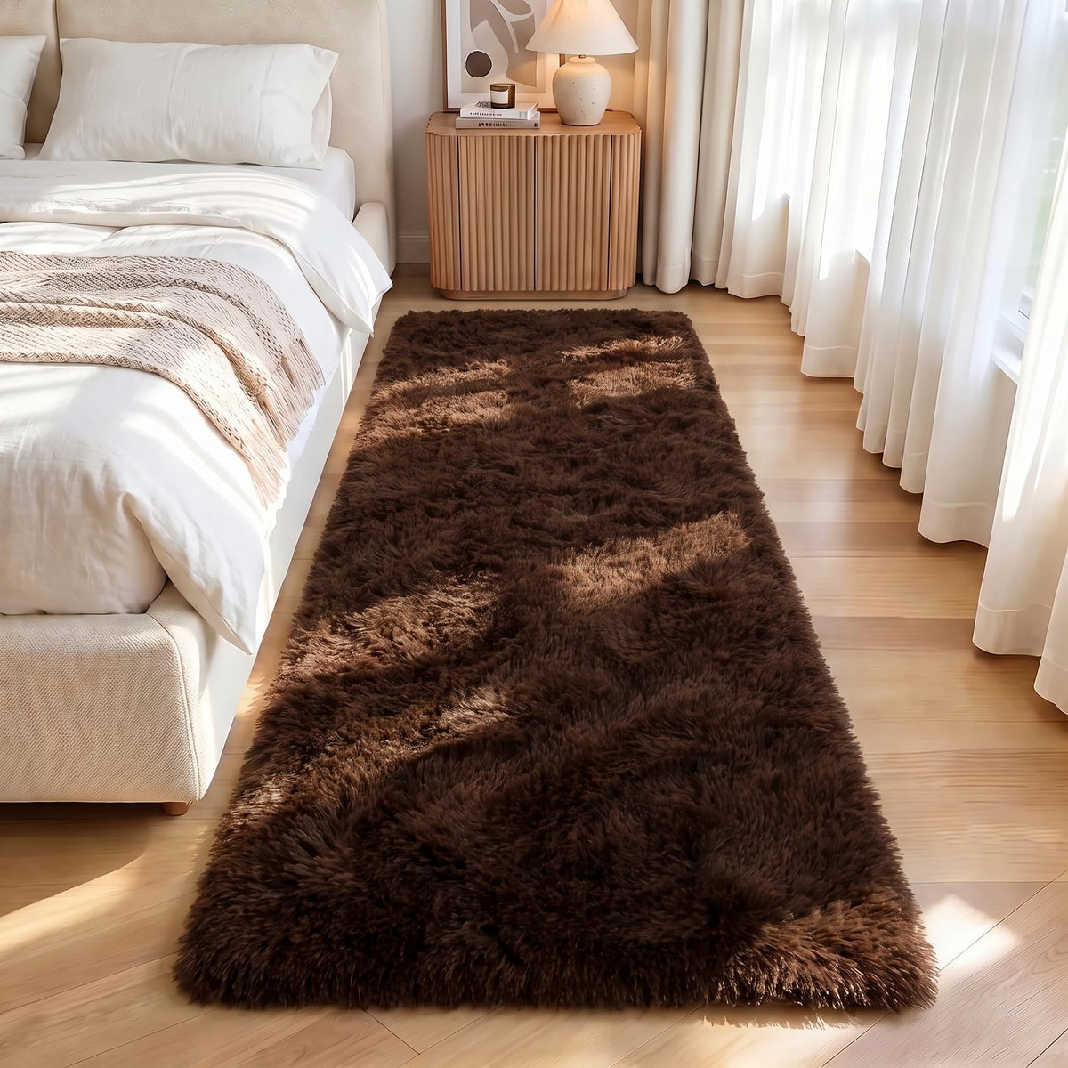 LOCHAS Area Rugs Fluffy Living Room Carpets for Kids Bedroom 6x9, Cream