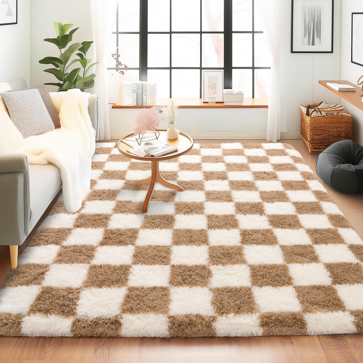 8x10 Area Rugs for Living Room, Large Ultra Fluffy Fuzzy Shag Rug for Bedroom, Modern Plush Soft High Pile Upgrade Non-Slip Carpet for Kids Girls and Boys Room Decor, Tie-Dyed Blue Grey