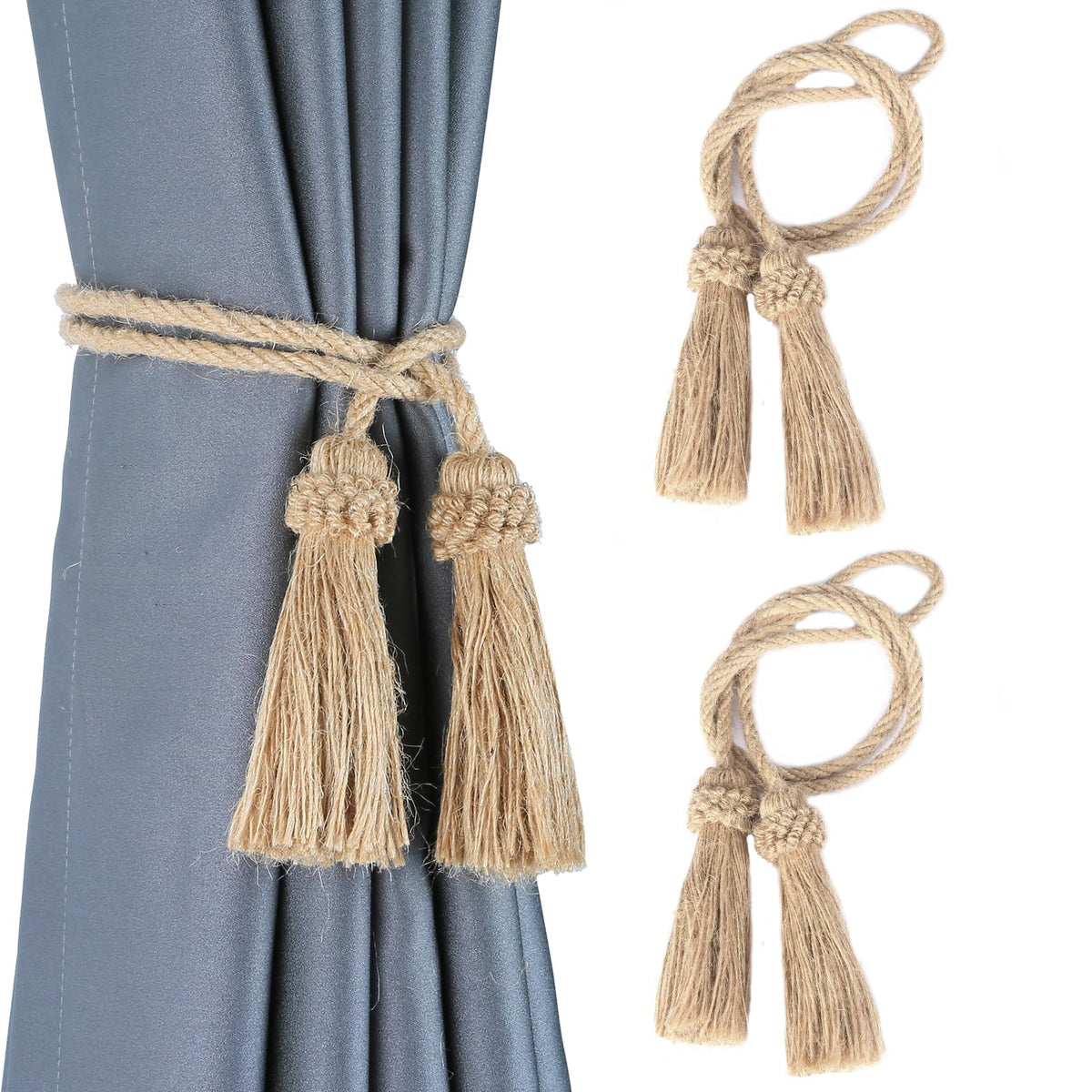Curtain Tiebacks Handmade Curtain Holdbacks Rope with Tassel