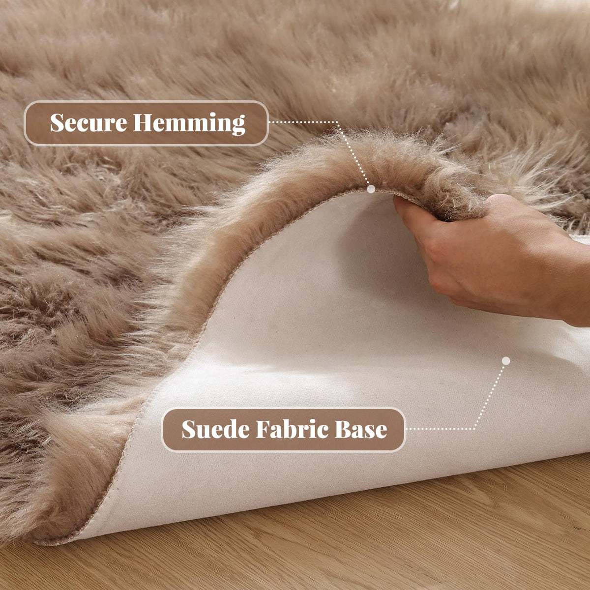 ORINOVA Beige Shag Faux Sheepskin Washable 4X6 Fur Rug for Living Room Bedroom Fluffy Furry Area Rug Rectangle Nursery Decor Rug