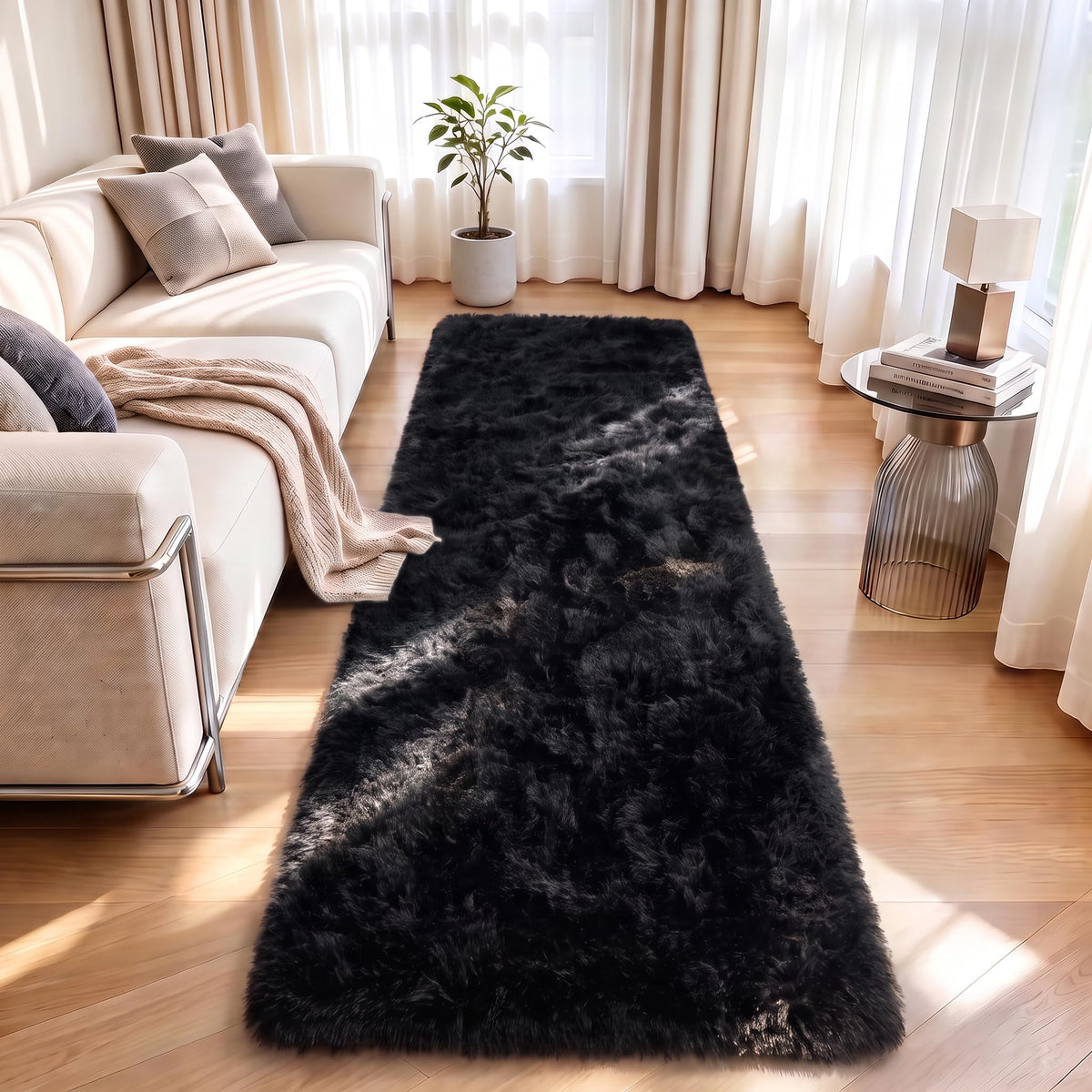 LOCHAS Area Rugs Fluffy Living Room Carpets for Kids Bedroom 6x9, Cream