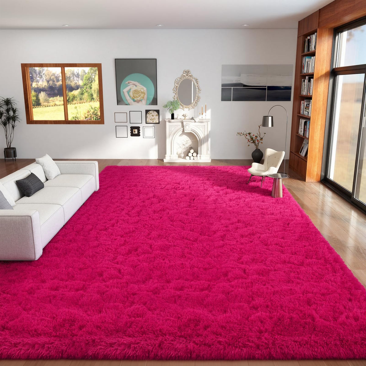Orange 8x10 Area Rugs for Living Room Bedroom, Soft Plush Fluffy Large Rug