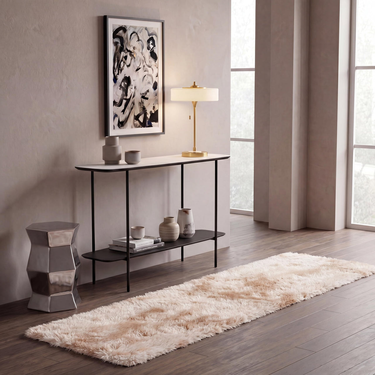 SAFAVIEH Rainbow Shag Collection Area Rug - 8' x 10', Light Beige, Slip Resistant, Non-Shedding & Easy Care, 1.6-inch Thick, Ideal for Living Room, Bedroom, Home Office, Dining Space (RBO100A-8)