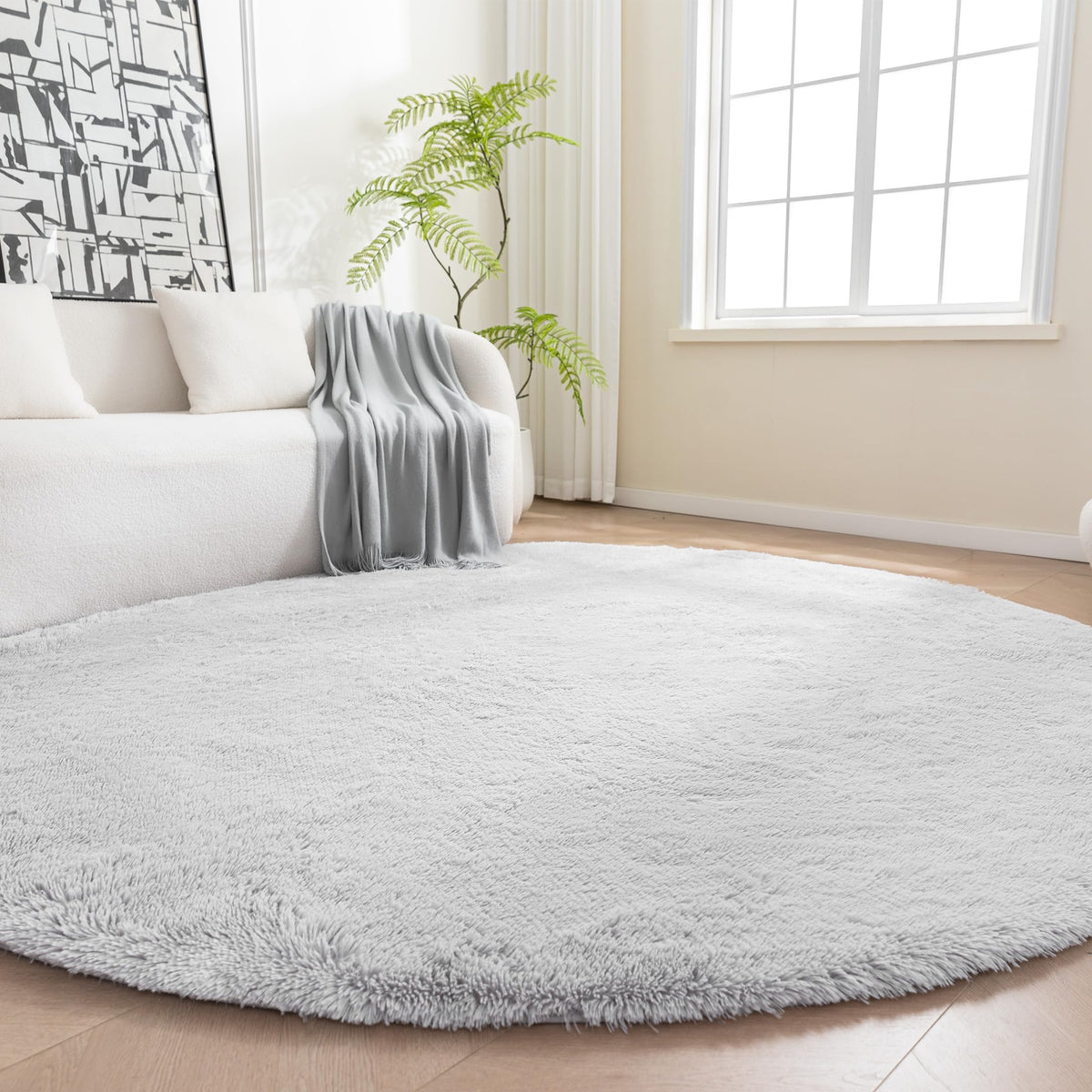 Amazon Basics Fluffy Washable Area Rug, Shaggy Carpet for Living Room, Bedroom, 5' W × 7' L, Pink