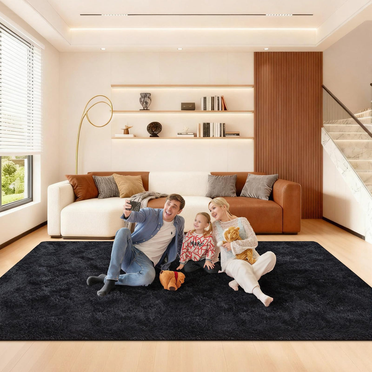 5x7 Large Fluffy Area Rugs for Living Room Bedroom, Light Tan