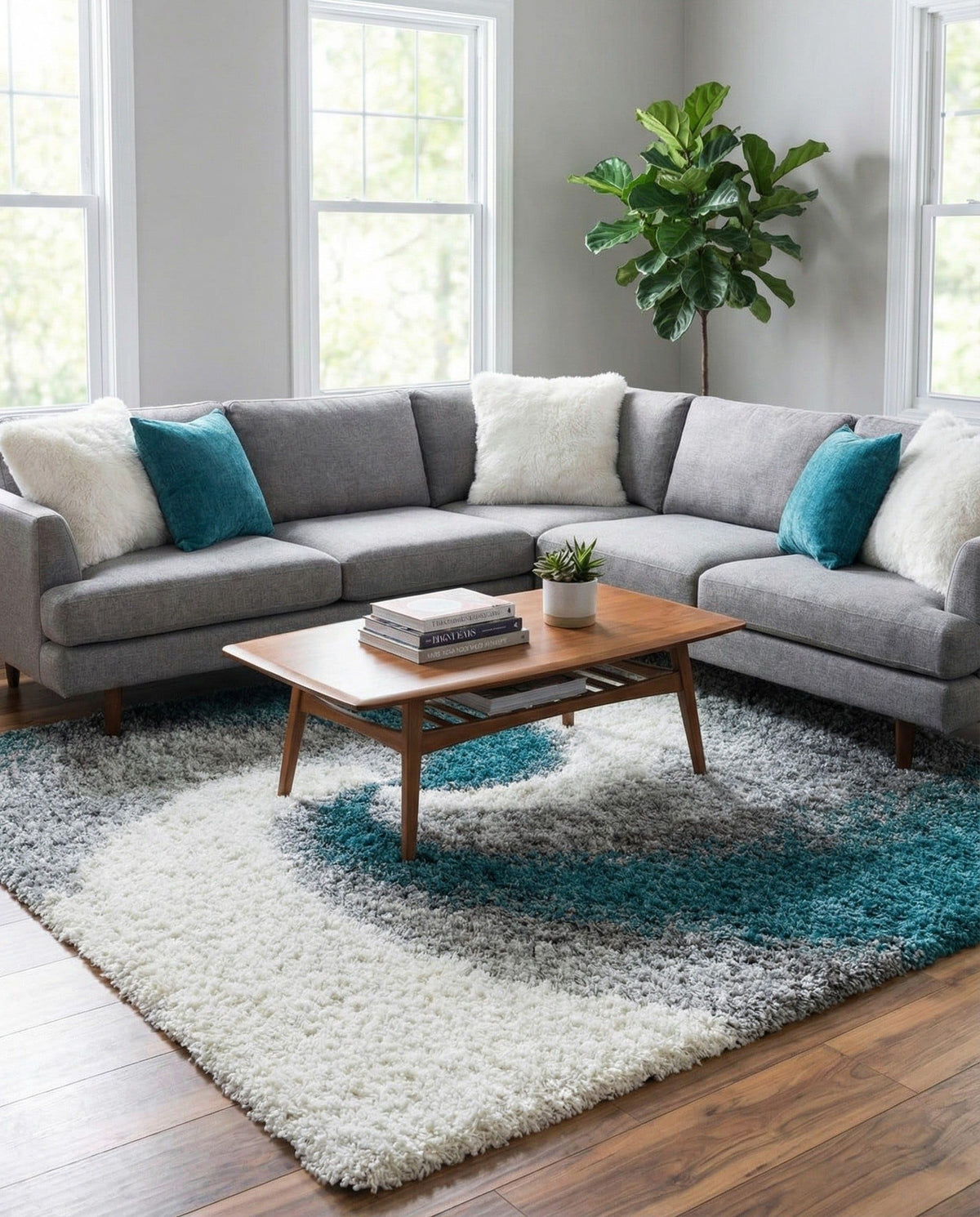 Rugs.com - Soft Touch Shag Rug – 4' 1 x 6' 1 Khaki Shag Rug – Plush Abstract Design for Bedrooms, Living Rooms, and Home Offices