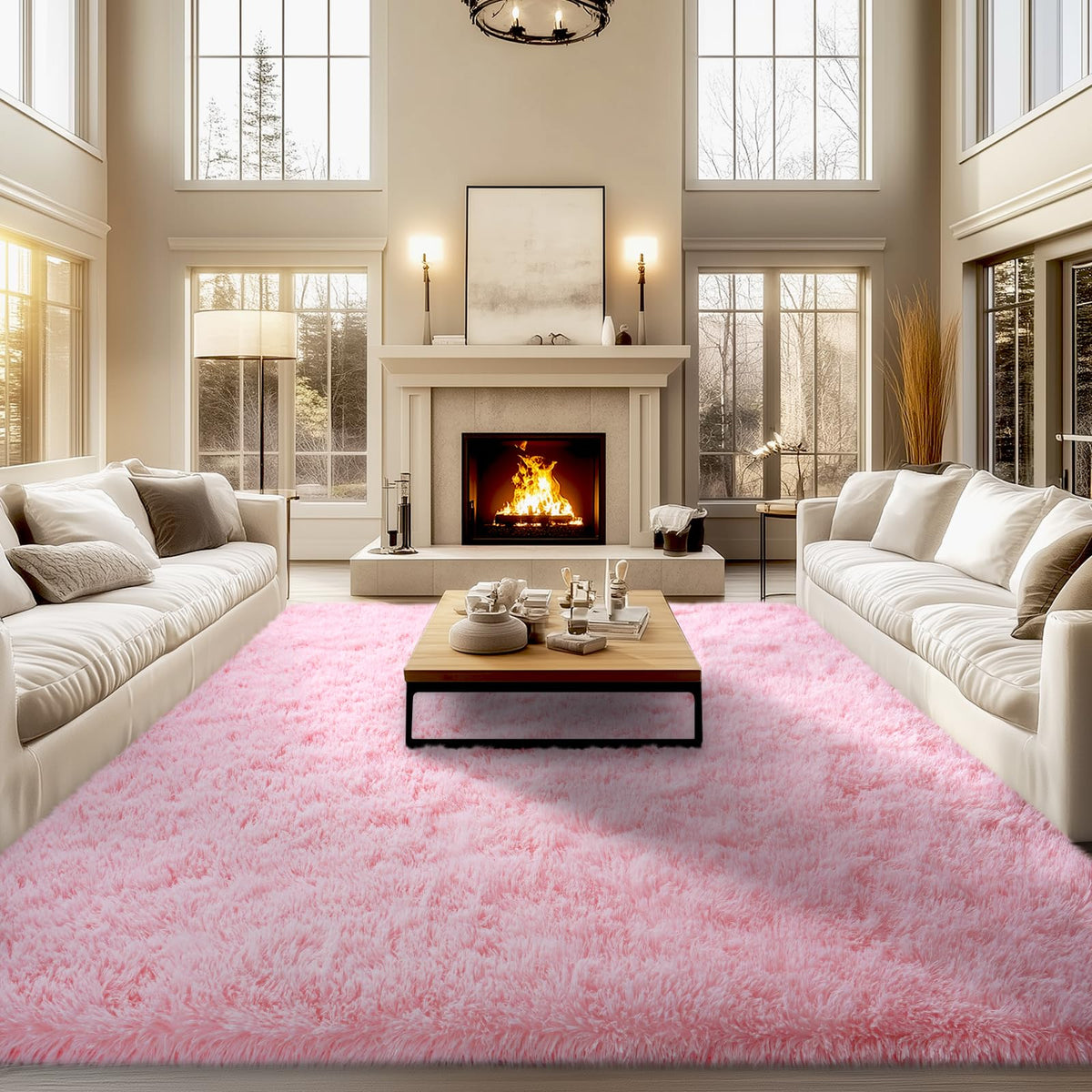 qulint Large Area Rug for Living Room 10x14, Fluffy Tan Rug for Bedroom