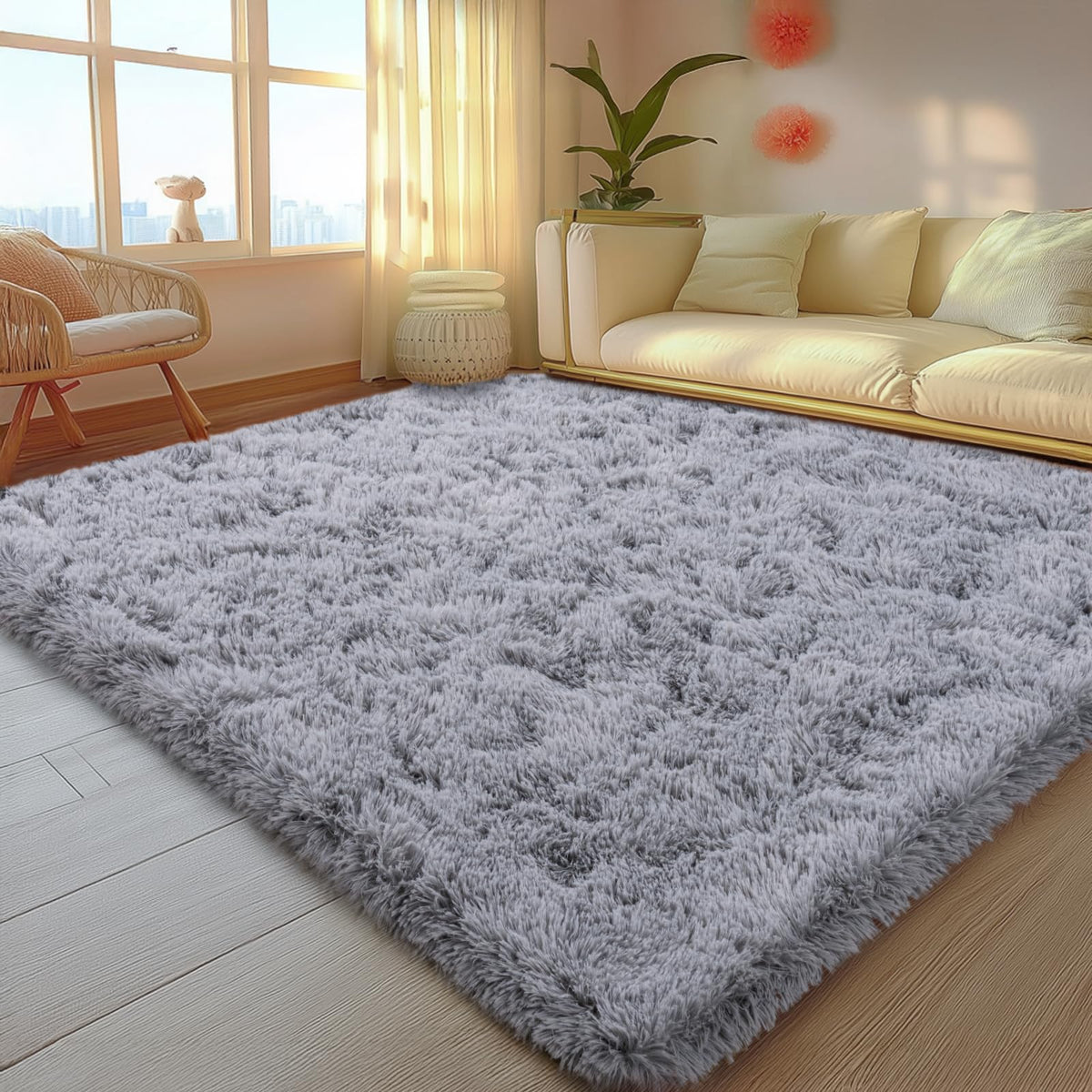 Mugorn 8x10 Area Rugs for Living Room, Large Fluffy Cream White Rugs
