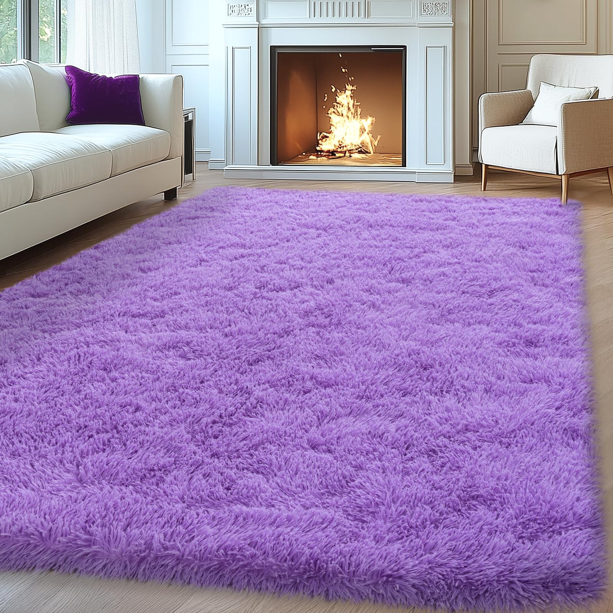 Mugorn 8x10 Area Rugs for Living Room, Large Fluffy Cream White Rugs