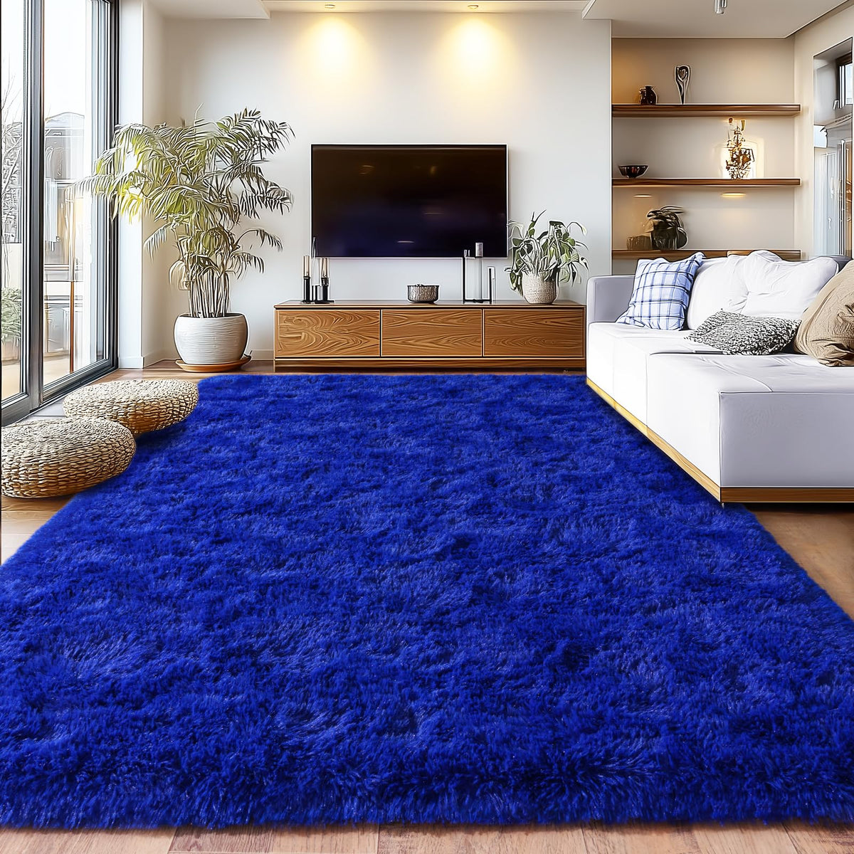 8x10Ft Soft Shaggy for Living Room, High Pile Fluffy Rugs Blush Area Rug