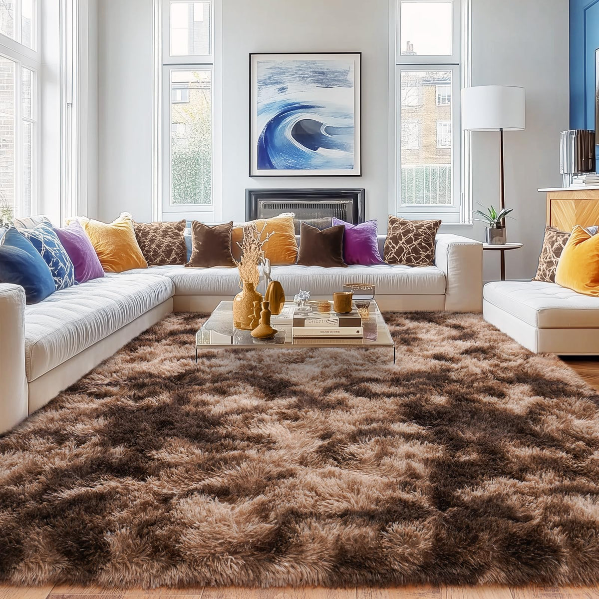 8x10 Area Rugs for Living Room, Ultra Soft Large Shag Black Bedroom Rug Upgrade Non-Slip Plush Modern Fluffy Carpet for Kids Boys Girls Room Home Decor Aesthetic