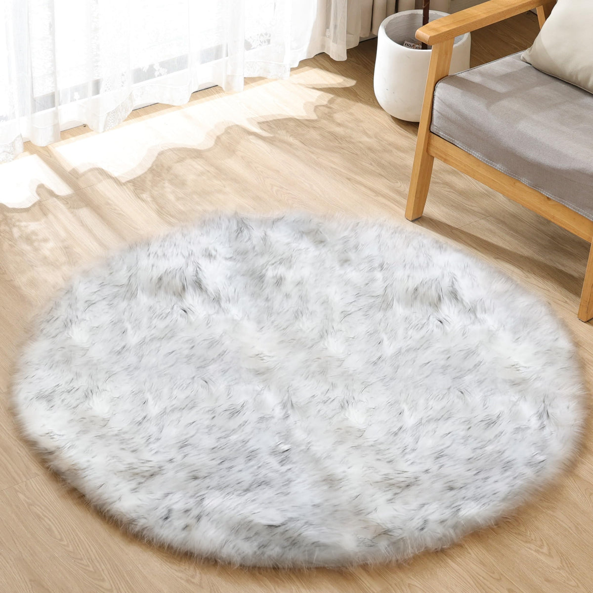 ORINOVA Beige Shag Faux Sheepskin Washable 4X6 Fur Rug for Living Room Bedroom Fluffy Furry Area Rug Rectangle Nursery Decor Rug