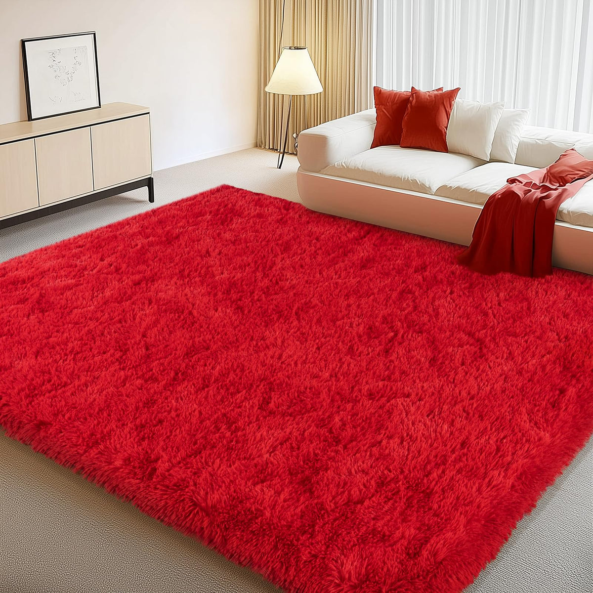 4Ft Fluffy Pink Round Rug for Girls Bedroom Kids Room, Washable Non-Slip