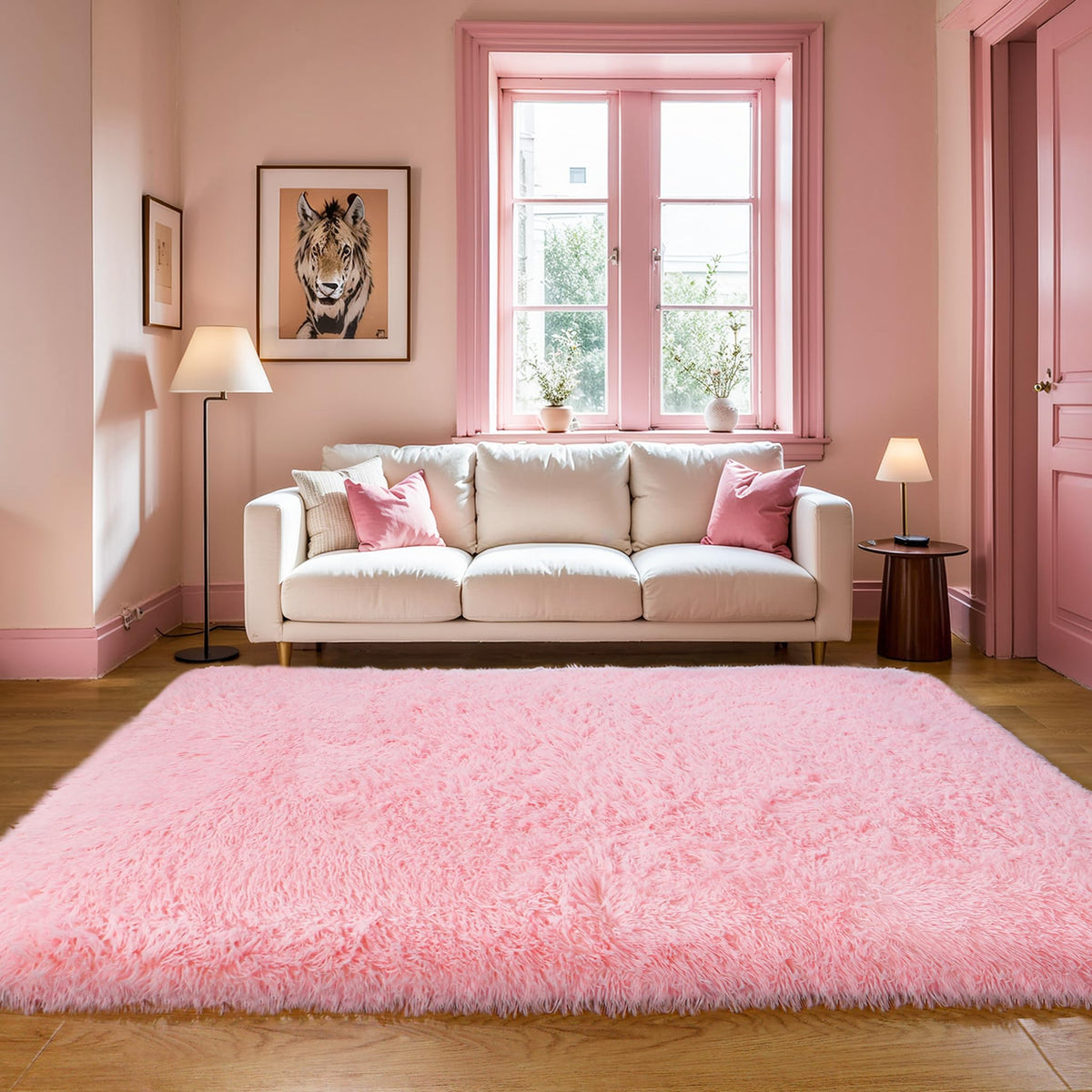 KICHOWUA 4x6 Fluffy Fuzzy Kids Shag Rainbow Rug for Girls Bedroom Playroom