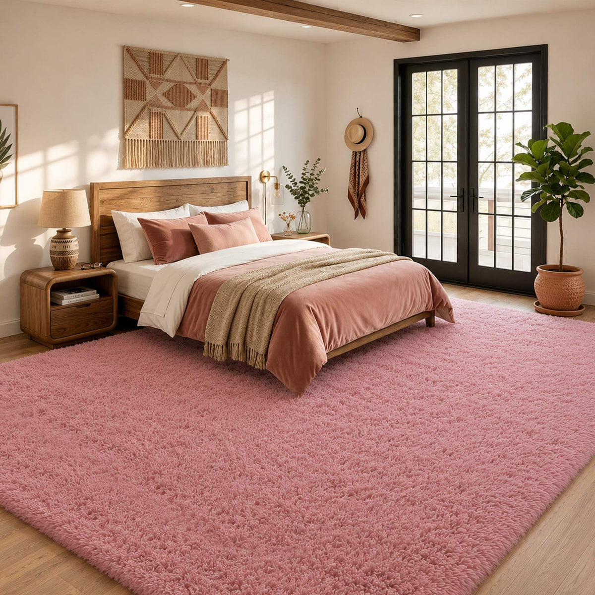 8x10 Ft Cream White Fluffy Area Rug for Living Room, Washable