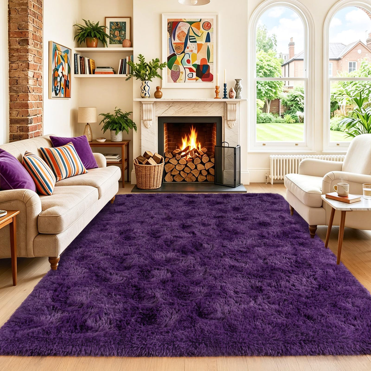 8x10 Area Rugs for Living Room, Ultra Soft Large Shag Black Bedroom Rug Upgrade Non-Slip Plush Modern Fluffy Carpet for Kids Boys Girls Room Home Decor Aesthetic