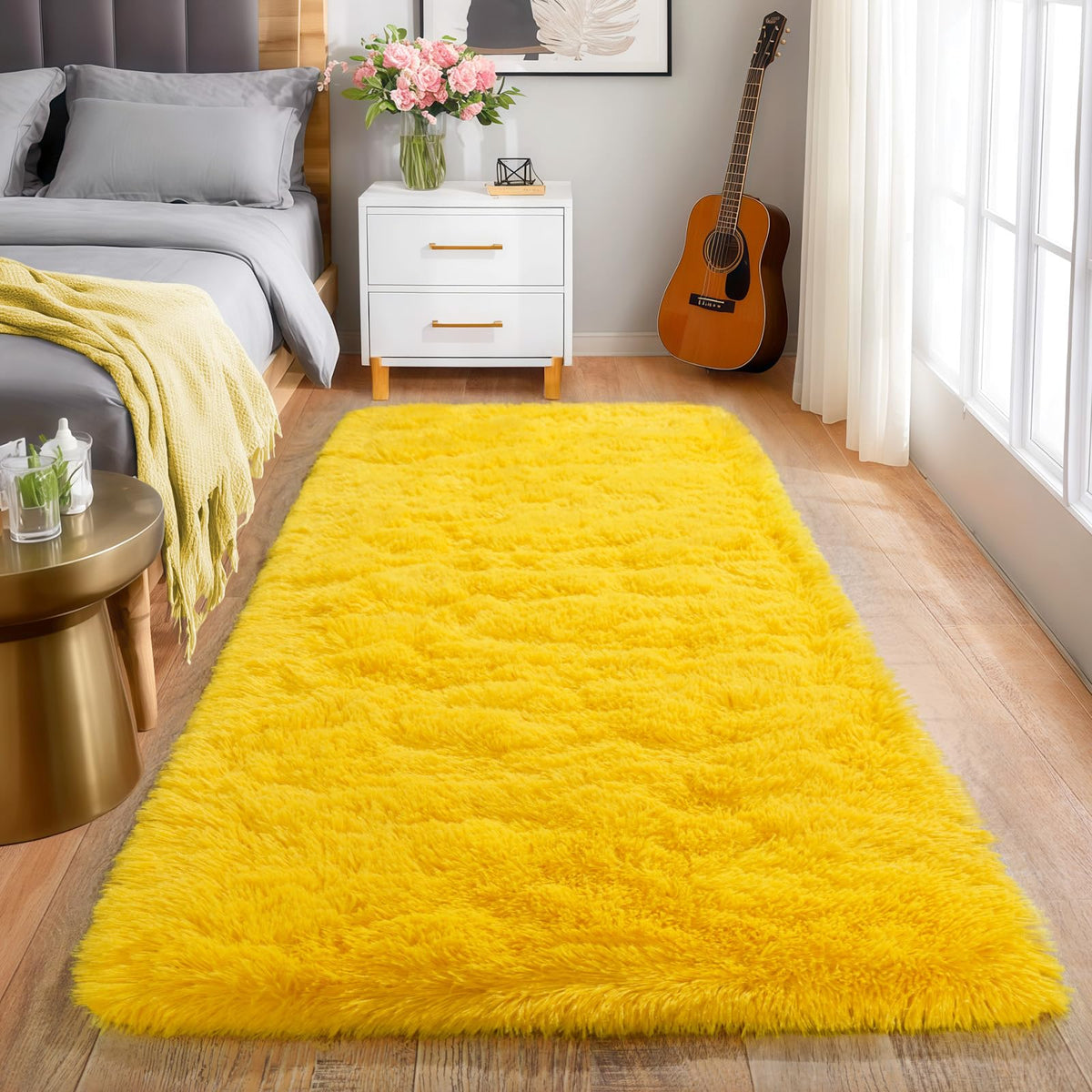Pionblank 8x10 Rug for Living Room, Fluffy Large Area Rug, Cream White