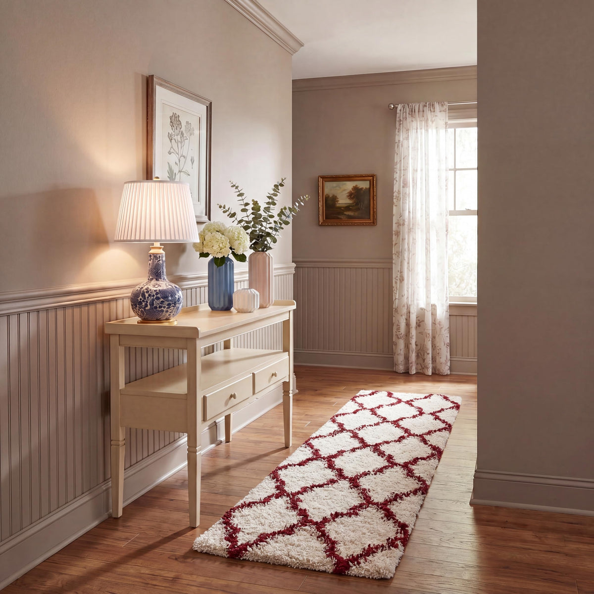 SAFAVIEH Dallas Shag Collection 8' x 10' Beige/Ivory SGD257D Trellis Non-Shedding Living Room Bedroom Dining Room Entryway Plush 1.5-inch Thick Area Rug