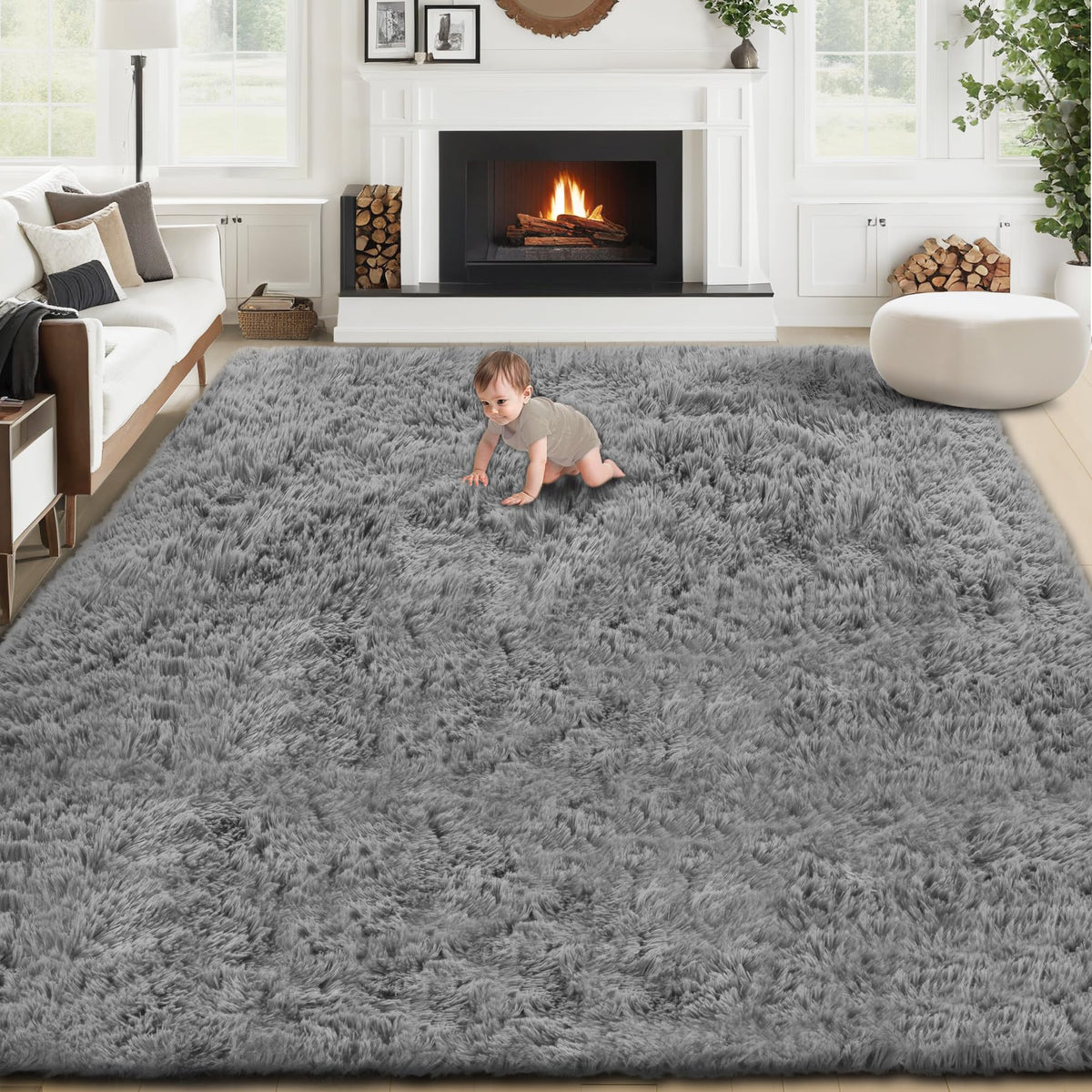 8x10 Area Rugs for Living Room: Fluffy Shag Soft Washable Rug Large Fuzzy Plush Indoor Carpet for Bedroom Nursery Playroom Kids Girls Boys Room (Camel, 8'x10')