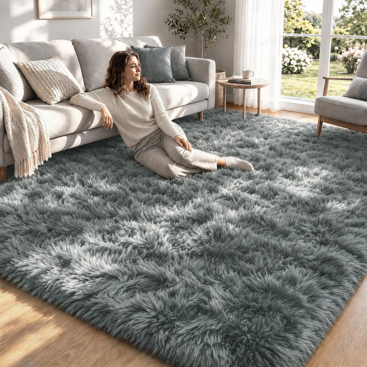 8x10 Area Rugs for Living Room: Soft Camel Fluffy Rug Shag Washable Rug Plush Fuzzy Indoor Carpet for Bedroom Nursery Playroom Girls Boys Kids Room (Camel, 8'x10')