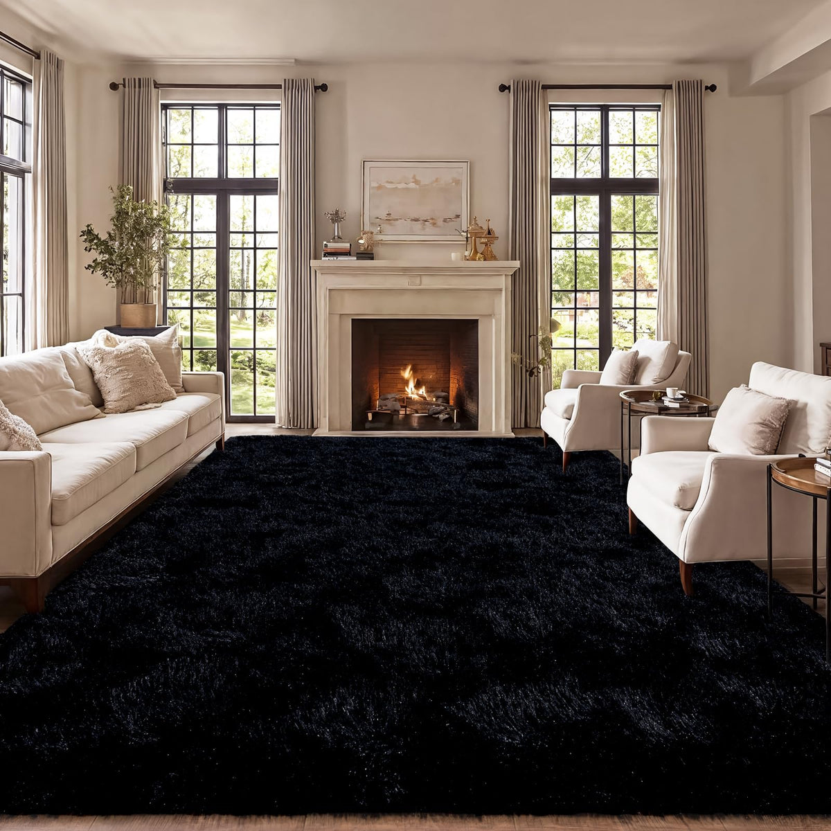 qulint Large Area Rug for Living Room 10x14, Fluffy Tan Rug for Bedroom