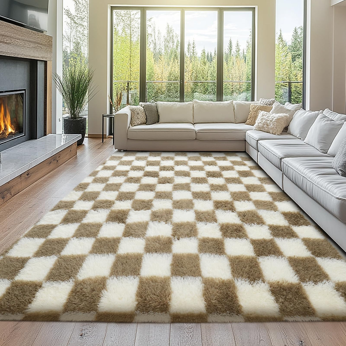 Topmaxcs Fluffy 8x10 Area Rug for Living Room – Grey Shag Plush Rugs